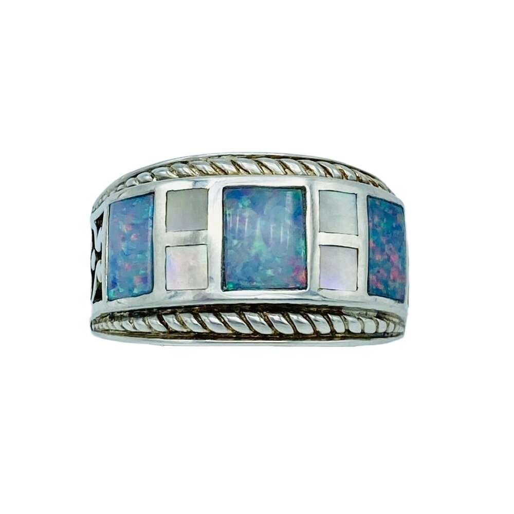 Whitney Kelly Sterling Silver Opal Mother of Pearl Inlay Ring Sz. 7.75